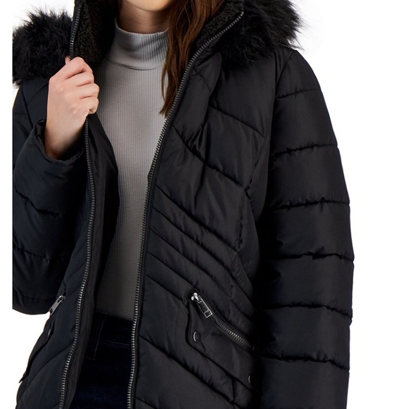 Faux-Fur-Trim Hooded Puffer jacket - Picture 3 of 7